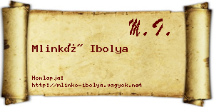 Mlinkó Ibolya névjegykártya